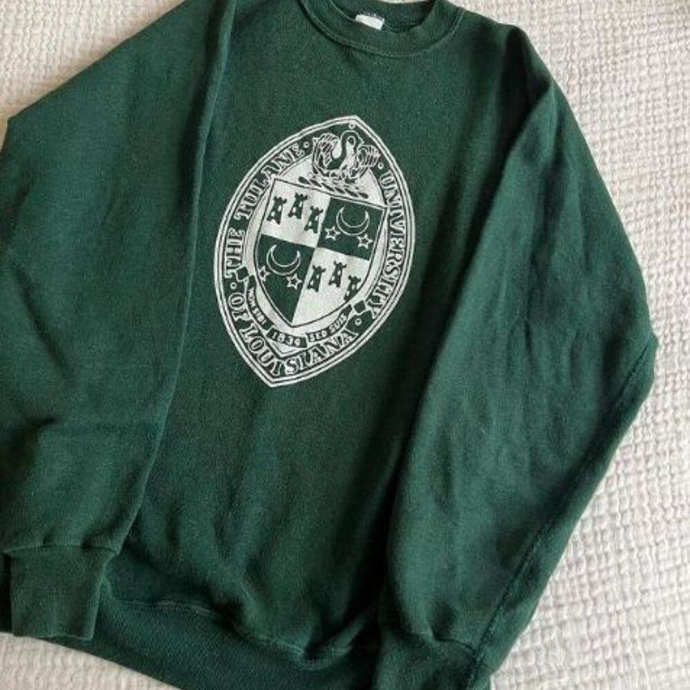 Tulane University Forest Green Color Sweatshirt Retro